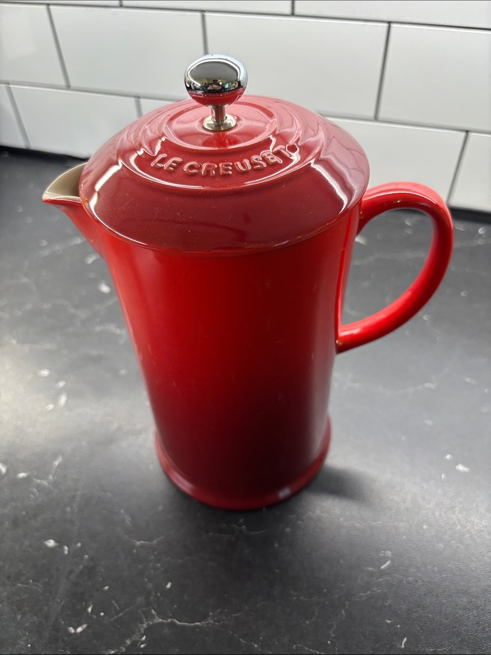Le Creuset Red Ceramic French Press Coffee Maker